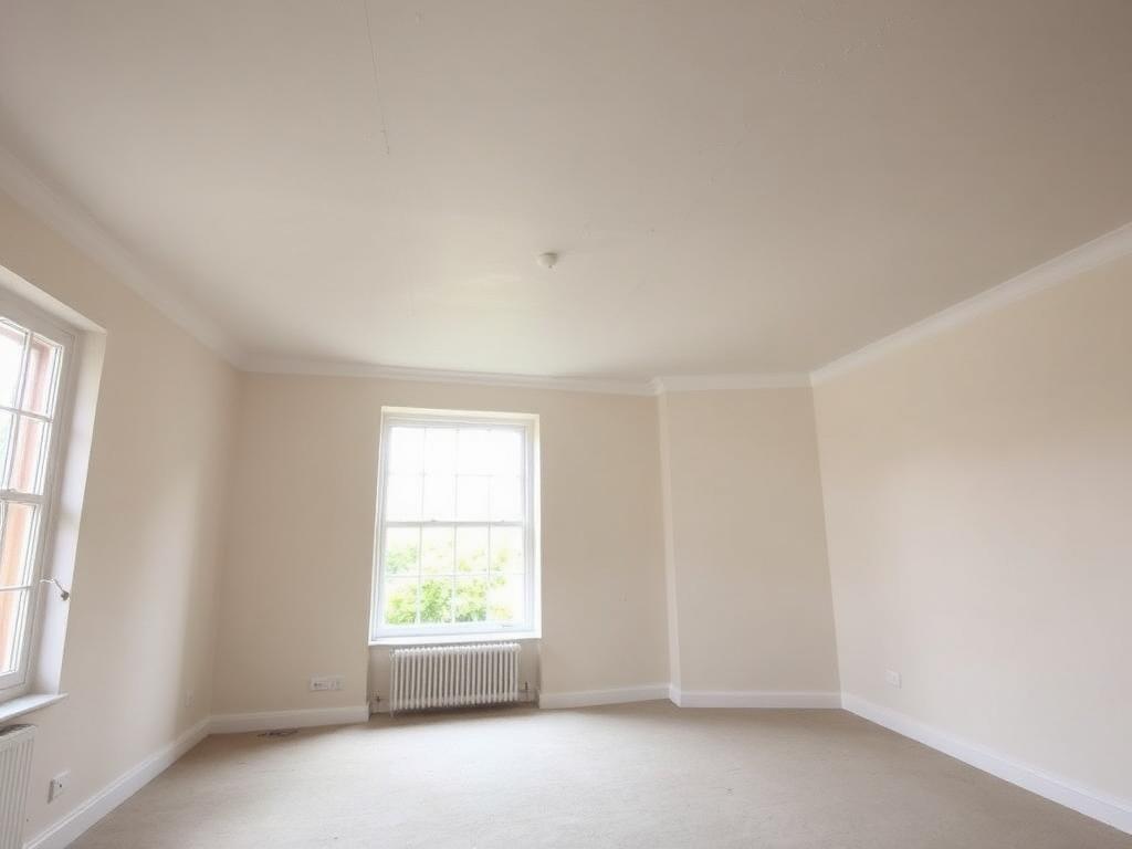 Freshly skimmed smooth ceiling