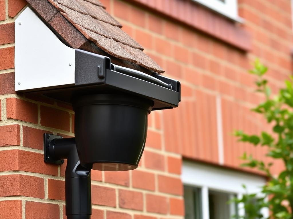 New black UPVC downpipe and hopper