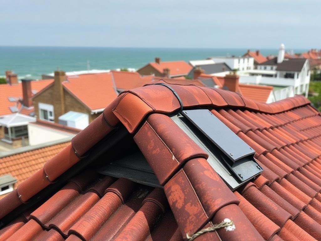 Storm-proof mechanically fixed ridge tiles