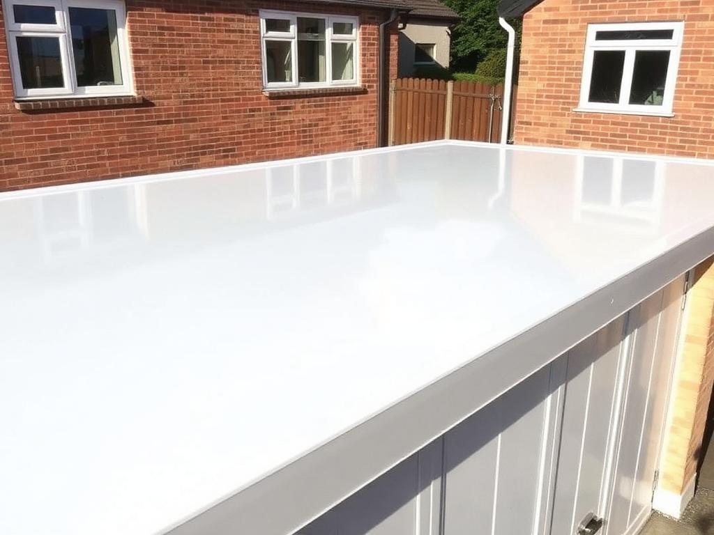 White GRP fibreglass flat garage roof