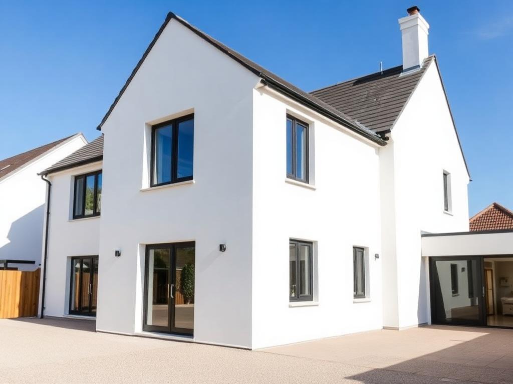 White K-rend silicone render on a modern home