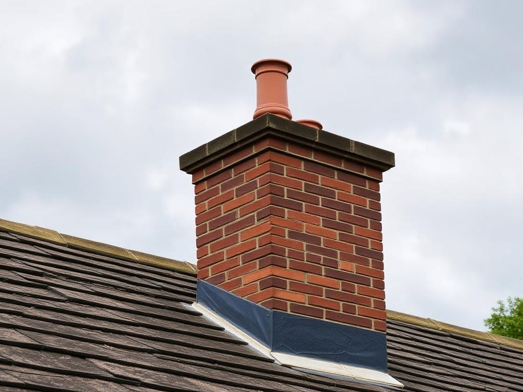 Freshly repointed brick chimney stack